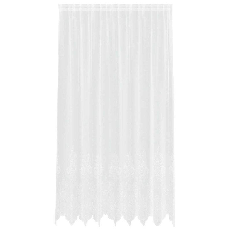 vidaXL Mežģīņu aizkars ar aizkariem Balts 245 x 200 cm Poliesters