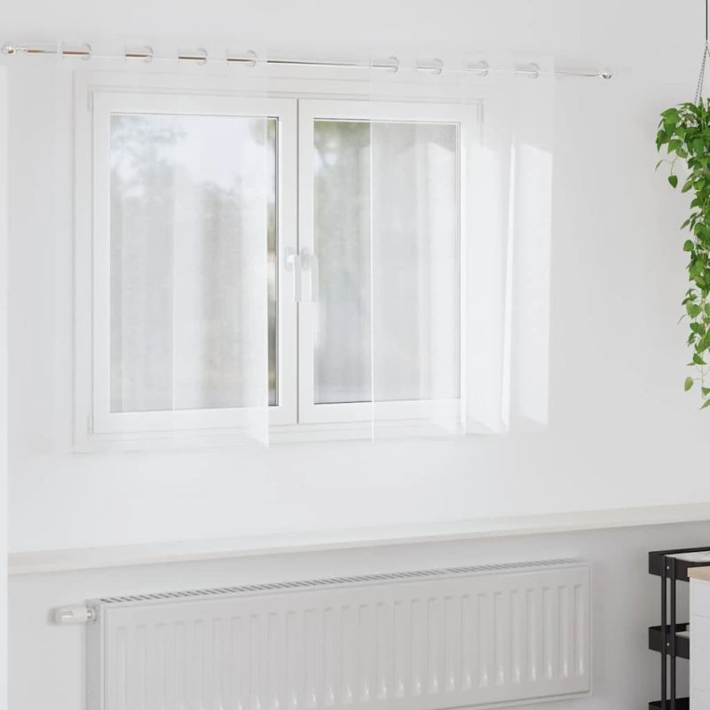 vidaXL Voile aizkaris ar aizkariem 2 pcs Balts 140 x 140 cm Poliesters