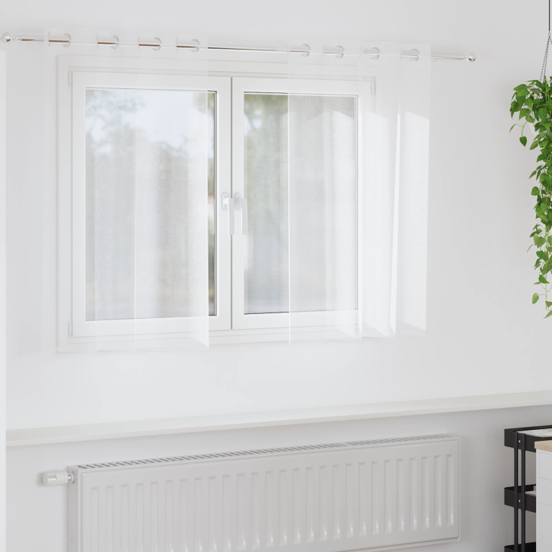 vidaXL Voile aizkaris ar aizkariem 2 pcs Balts 140 x 140 cm Poliesters