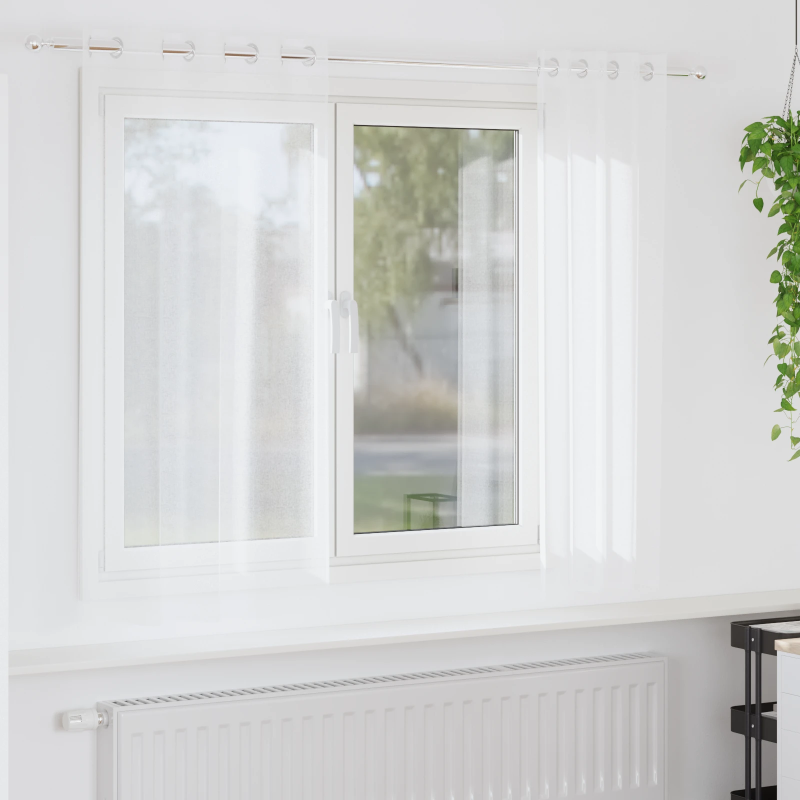 vidaXL Voile aizkaris ar aizkariem 2 pcs Balts 175 x 140 cm Poliesters