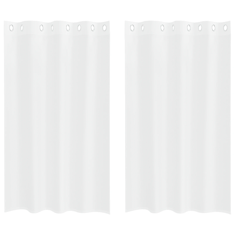 vidaXL Voile aizkaris ar aizkariem 2 pcs Balts 175 x 140 cm Poliesters