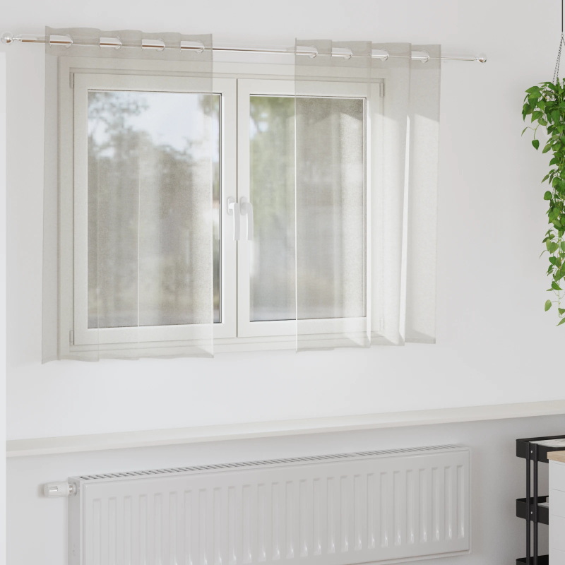 vidaXL Voile aizkaris 2 pcs Krēmkrāsa 140 x 140 cm Poliesters