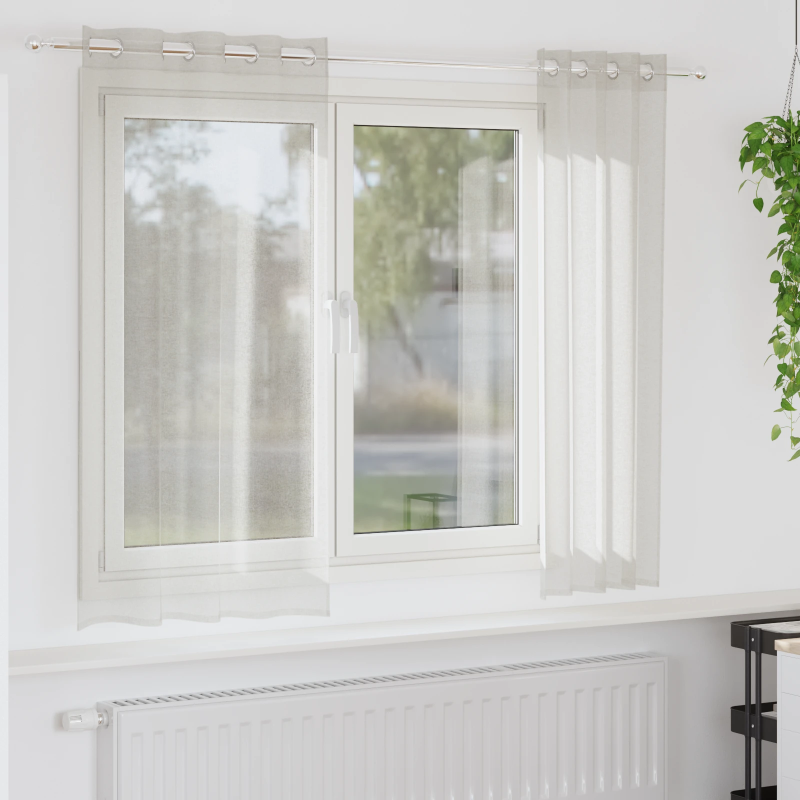 vidaXL Voile aizkaris 2 pcs Krēmkrāsa 175 x 140 cm Poliesters