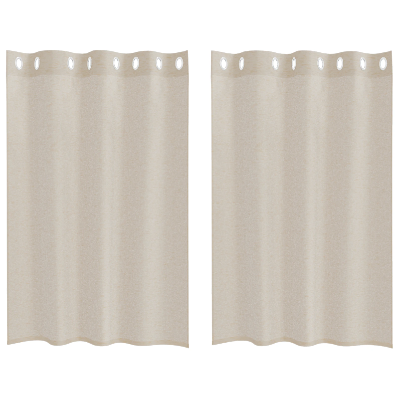 vidaXL Voile aizkaris 2 pcs Smilšu 140 x 140 cm Poliesters