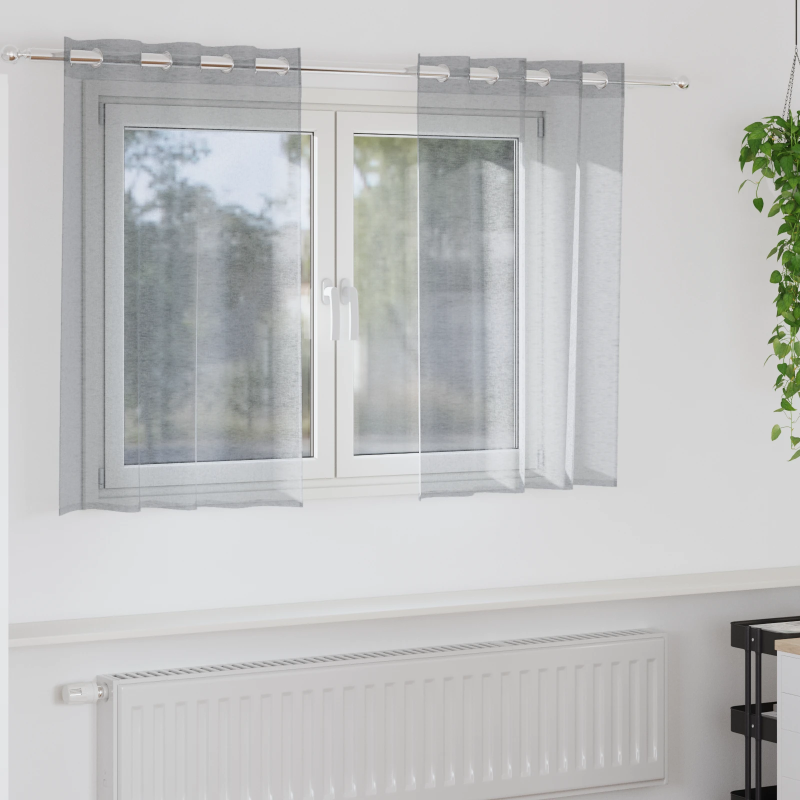 vidaXL Voile aizkaris 2 pcs Tumši pelēks 140 x 140 cm Poliesters