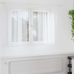 vidaXL Voile aizkaris ar aizkariem 2 pcs Balts 140 x 140 cm Poliesters