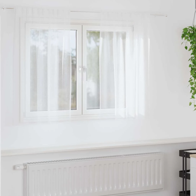 vidaXL Voile aizkaris ar aizkariem 2 pcs Balts 140 x 140 cm Poliesters