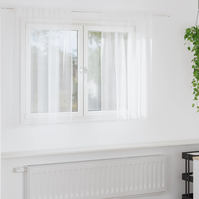 vidaXL Voile aizkaris ar aizkariem 2 pcs Balts 140 x 140 cm Poliesters