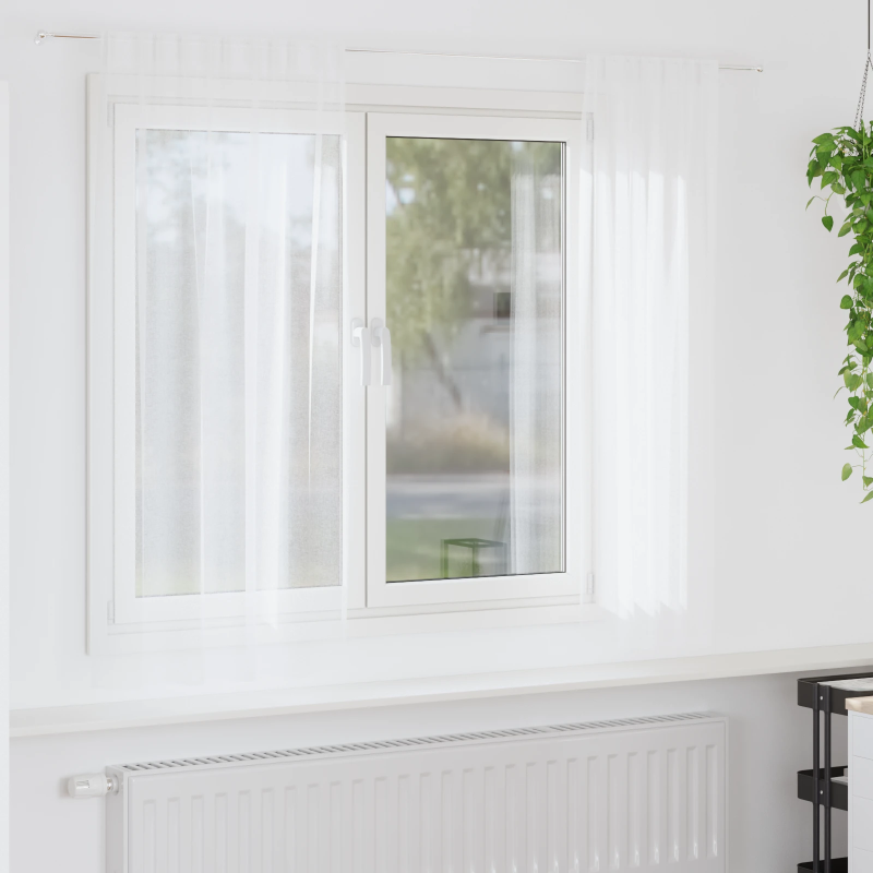 vidaXL Voile aizkaris ar aizkariem 2 pcs Balts 175 x 140 cm Poliesters