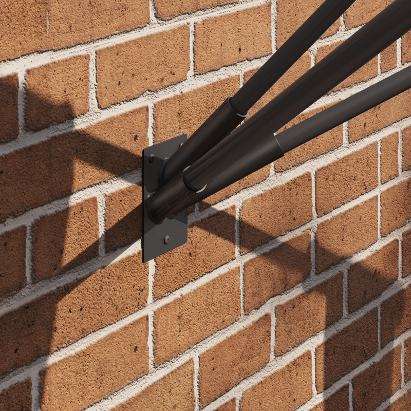 vidaXL Karoga Pole Turētājs Melna 10.5 x 7.5 x 0.2 cm Tērauds