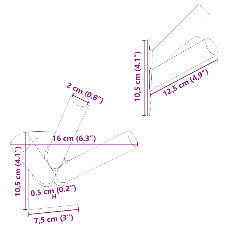 vidaXL Karoga Pole Turētājs Sudraba 10.5 x 7.5 x 0.2 cm Tērauds