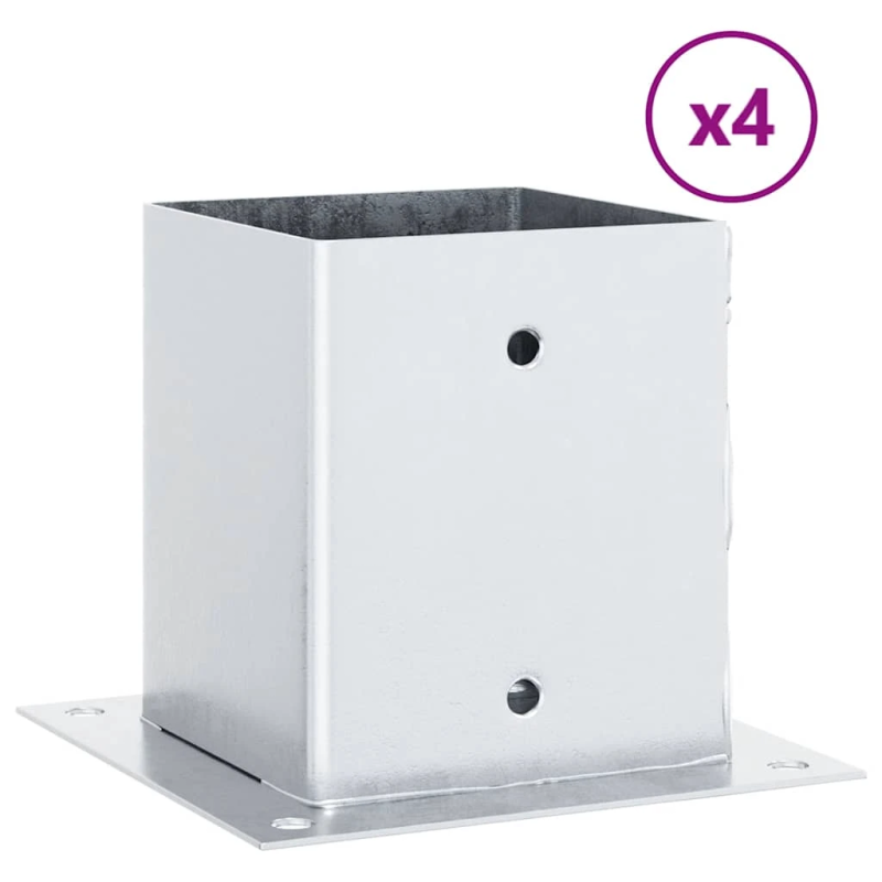 vidaXL Statu pamatnes Kvadrāts 4 gab Sudrabs 121x12mm Cinkots tērauds