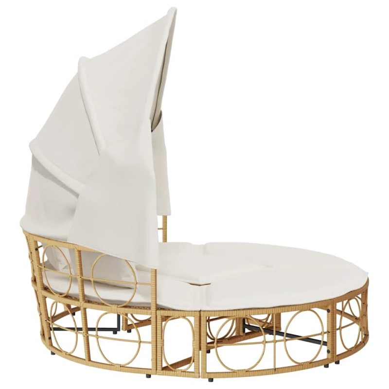 vidaXL dārza atpūtas gulta ar jumtiņu matračiem PE rotangpalma