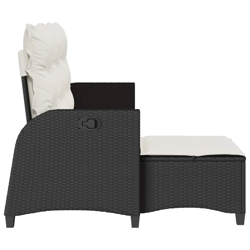 vidaXL Atlaižams dārza dīvāns ar spilveniem L-formas melna poliratanga