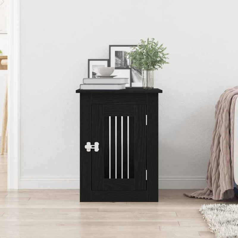 vidaXL suņu būra mēbeles, melns ozols, 45x62x59 cm, inženierkoks