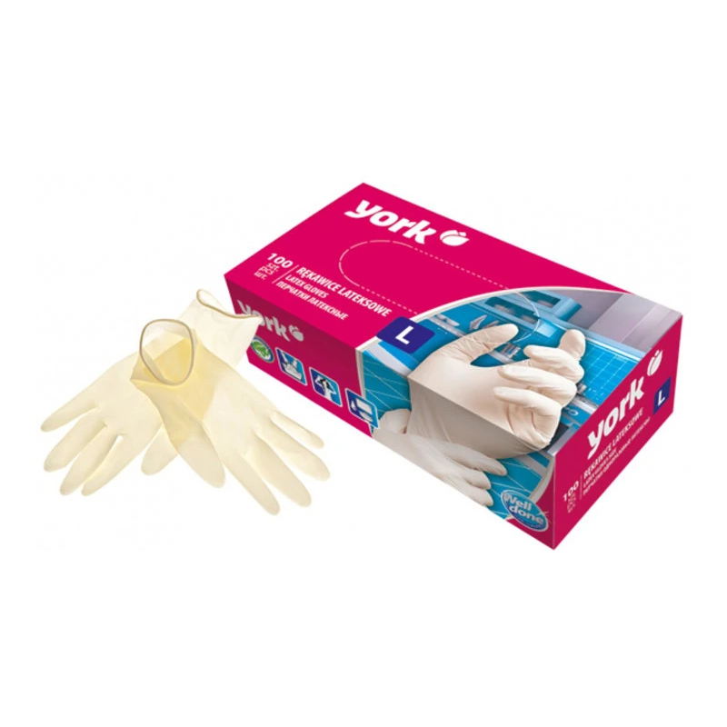 Cimdi Lateksa ar pūderi 100gb L York