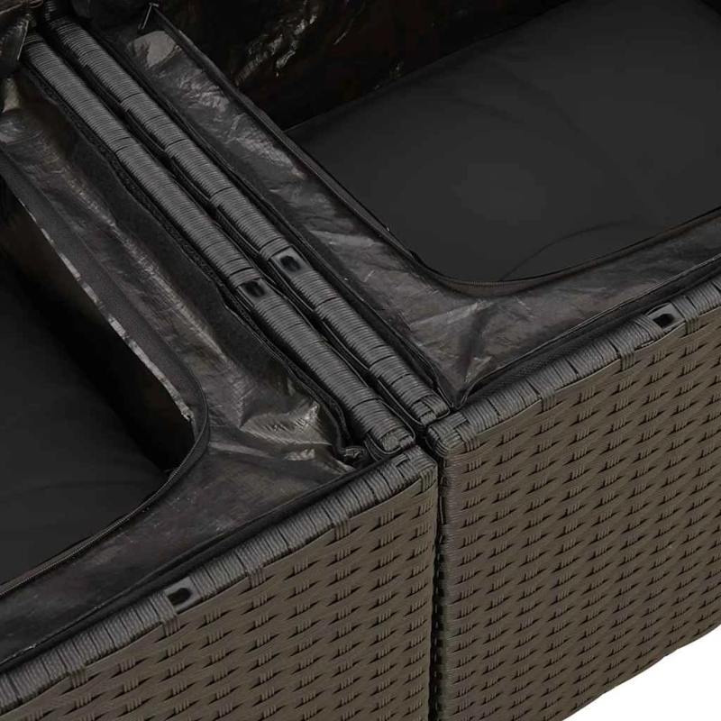 vidaXL 7-daļīgs dārza dīvāna komplekts ar matračiem, melna PE