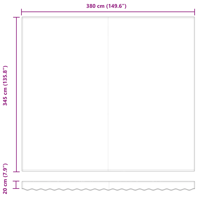 vidaXL Markīzes rezerves audums Melna 380 x 345 cm Poliesters