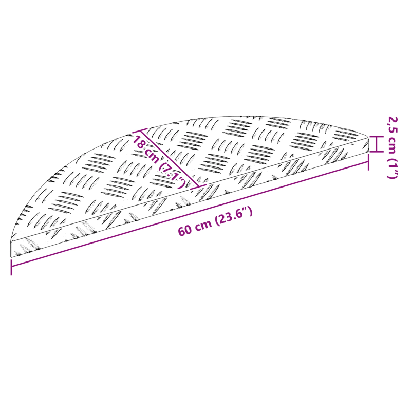 vidaXL Trepju paklājs Pusmēness 10 pcs Sudraba 60 x 18 cm Alumīnijs
