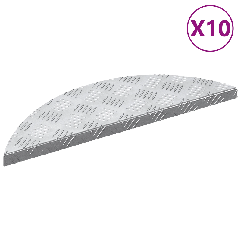 vidaXL Trepju paklājs Pusmēness 10 pcs Sudraba 60 x 18 cm Alumīnijs