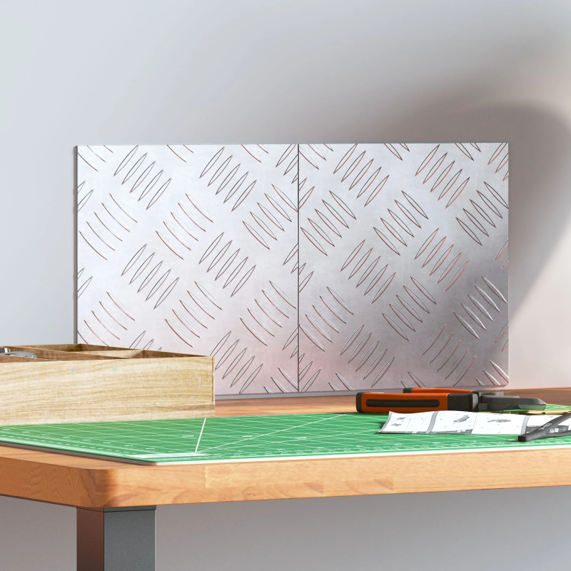 vidaXL Trepju paklājs Kvadrātveida 2 pcs Sudraba 20 x 20 cm Alumīnijs