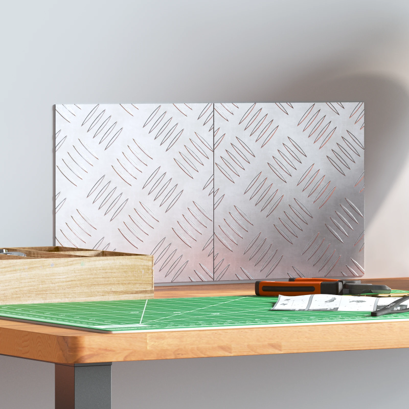 vidaXL Trepju paklājs Kvadrātveida 2 pcs Sudraba 20 x 20 cm Alumīnijs