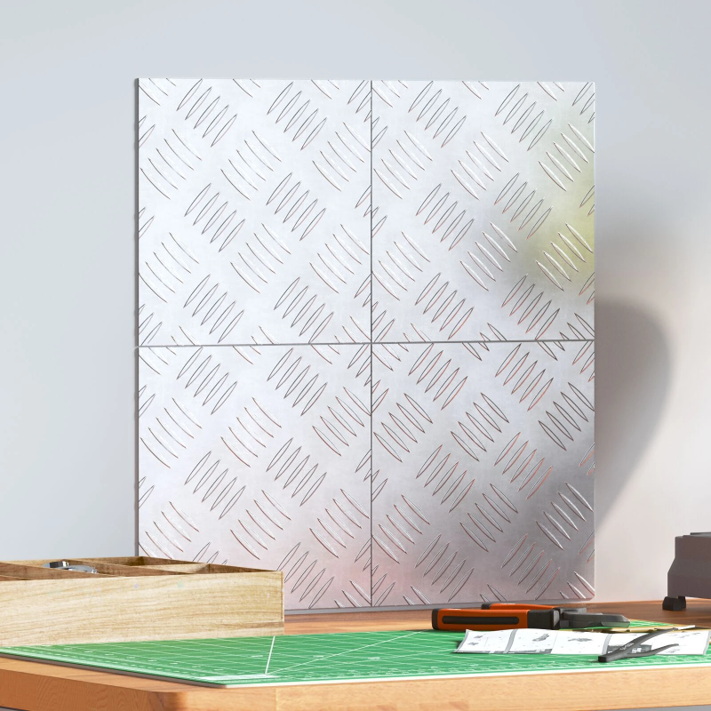 vidaXL Trepju paklājs Kvadrātveida 4 pcs Sudraba 20 x 20 cm Alumīnijs