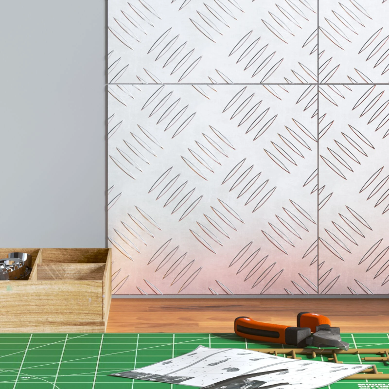 vidaXL Trepju paklājs Kvadrātveida 4 pcs Sudraba 20 x 20 cm Alumīnijs