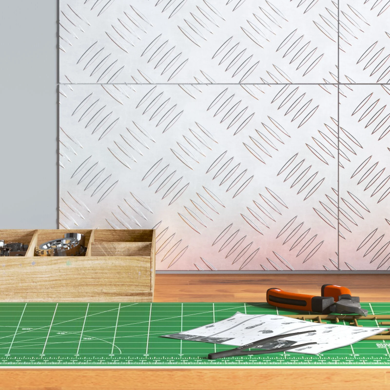 vidaXL Trepju paklājs Taisnstūra 4 pcs Sudraba 30 x 20 cm Alumīnijs