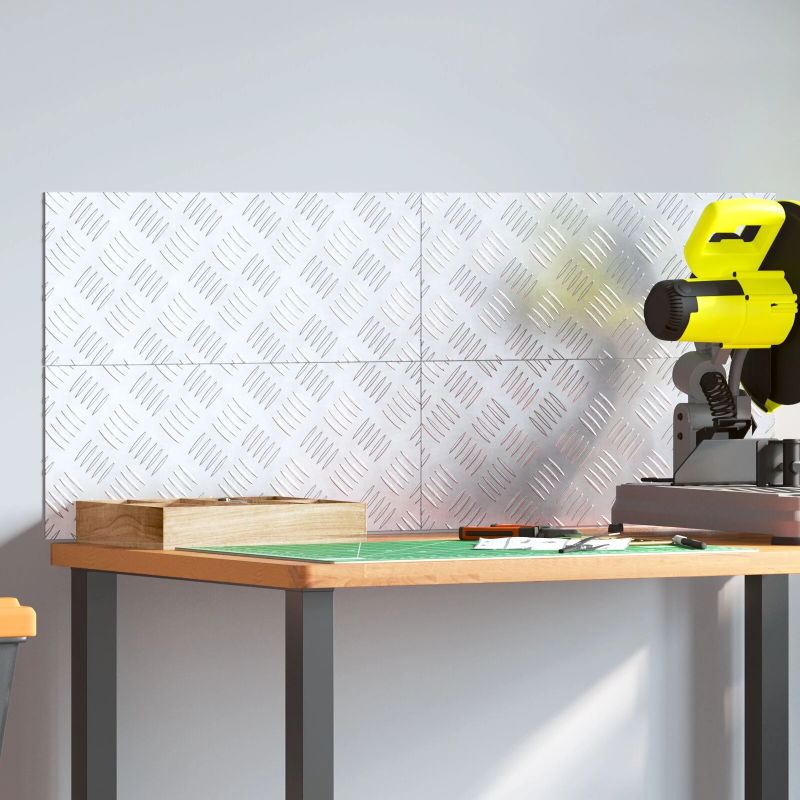 vidaXL Trepju paklājs Taisnstūra 4 pcs Sudraba 50 x 20 cm Alumīnijs