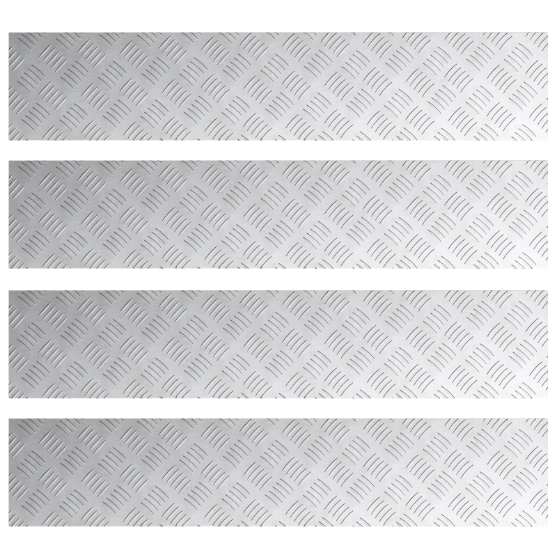 vidaXL Trepju paklājs Taisnstūra 4 pcs Sudraba 100 x 20 cm Alumīnijs