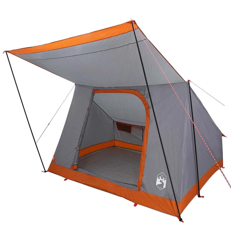 vidaXL Kempinga telts Pelēka un oranža 223 x 163 x 130 cm tafta
