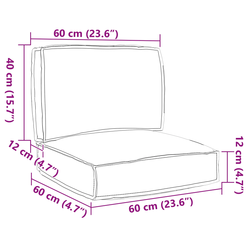 vidaXL Kastīšu spilvenu komplekts 2 pcs Pelēka Oksforda audums
