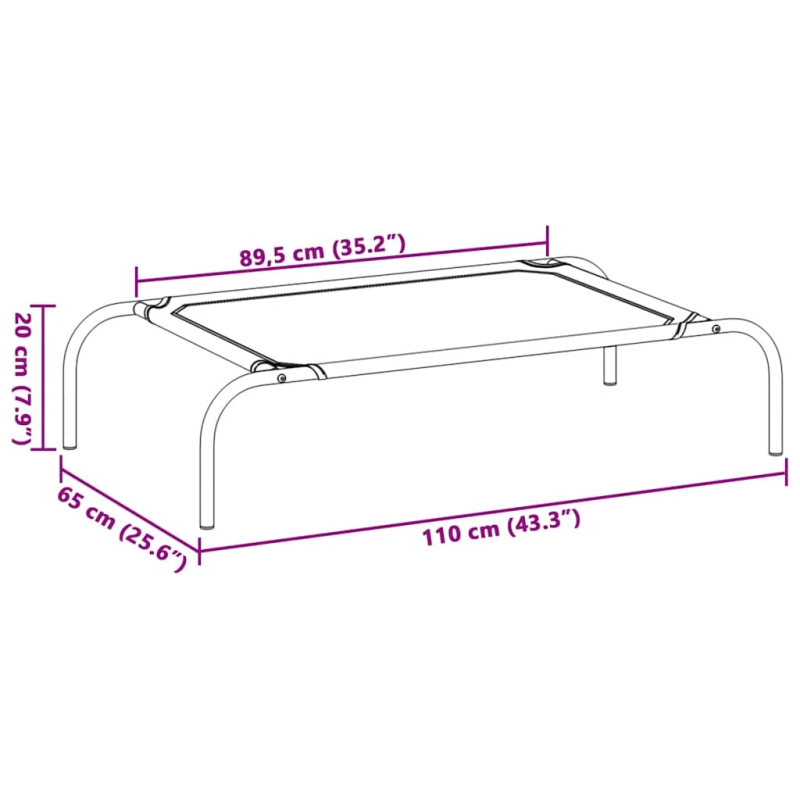 vidaXL paaugstināta suņu gulta, melna 110x65x20 cm, Oksfordas audums