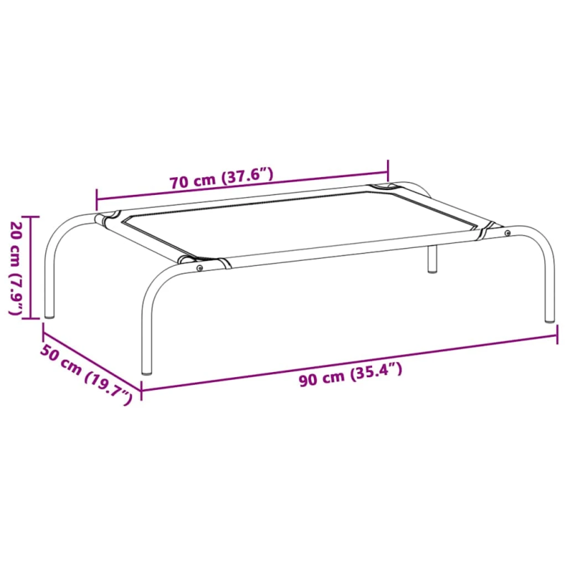 vidaXL Paaugstināta Suņu Gulta Pelēka 90x50x20 cm Tekstilēns tērauds