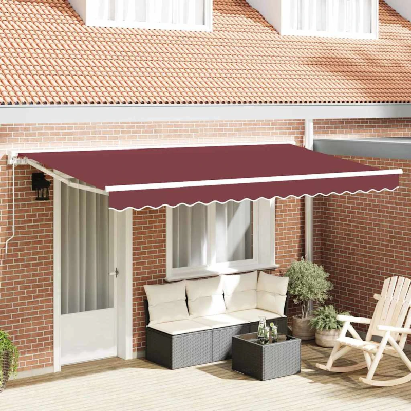 vidaXL Izvelkams jumtiņš Burgundija 400 x 200 cm Poliesters un metāls