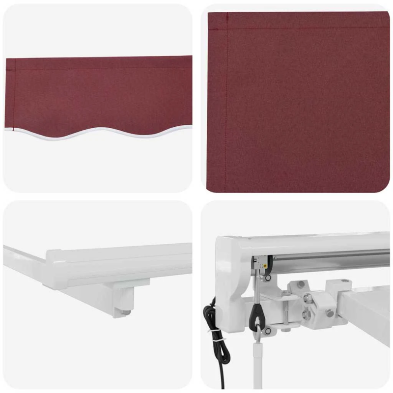 vidaXL Izvelkams jumtiņš Burgundija 400 x 200 cm Poliesters un metāls