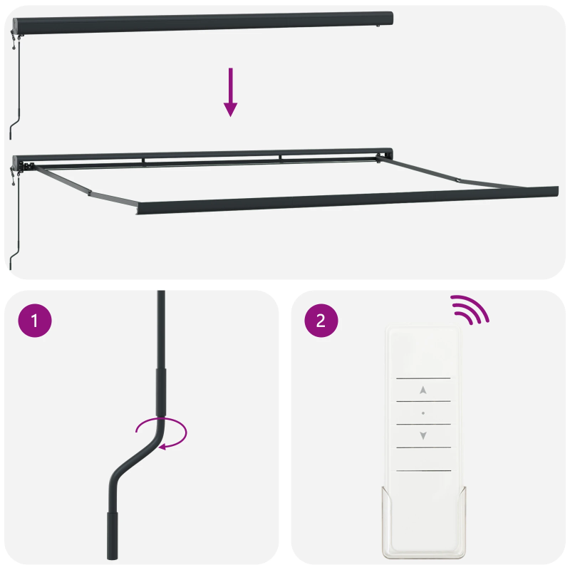 vidaXL Izvelkams jumtiņš Sarkans un melns 350 x 250 cm audums