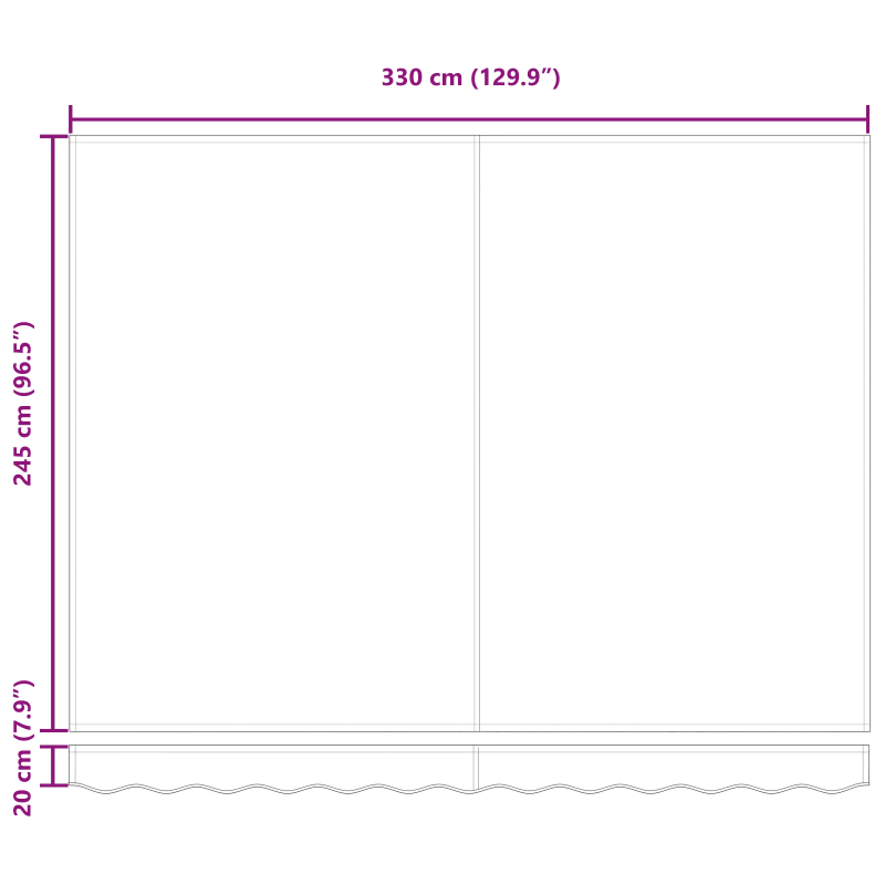 vidaXL Izvelkams jumtiņš Sarkans un melns 350 x 250 cm