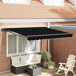 vidaXL Izvelkams jumtiņš Melna 350 x 250 cm Poliesters un metāls