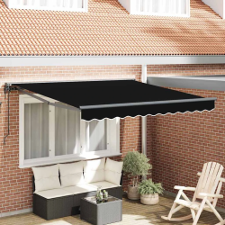 vidaXL Izvelkams jumtiņš Melna 350 x 250 cm Poliesters un metāls