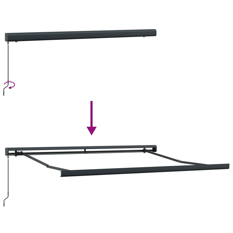 vidaXL Izvelkams jumtiņš Bēša 350 x 250 cm Audums un Metāls