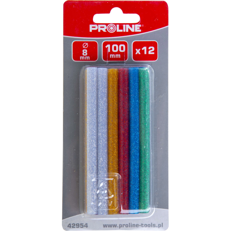 Brusiņi līmes 8x100mm krāsaini mirdzoš.12gb Proline