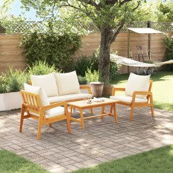 vidaXL Bistro komplekts 4 pcs Brūns un Krēma Cietā akācijas koks