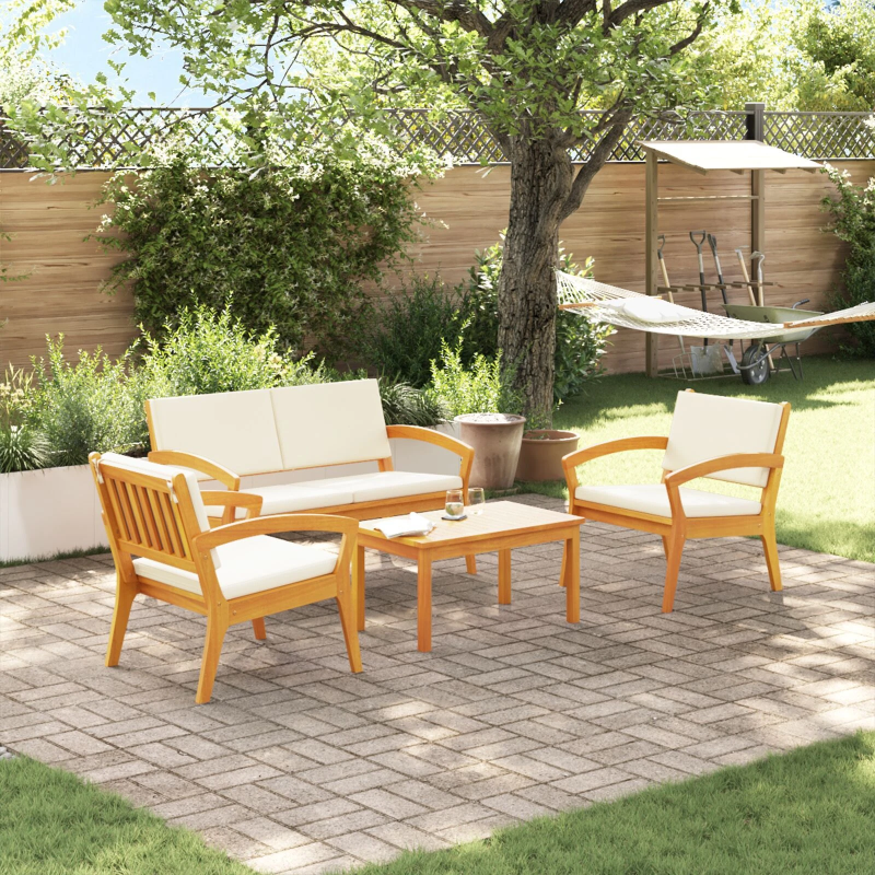 vidaXL Bistro komplekts ar spilvenu 4 pcs Brūna Poliesters