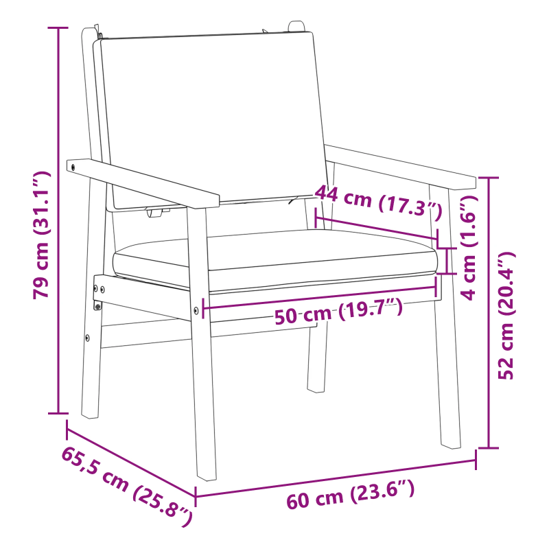 vidaXL Dārza krēsls ar spilvenu 2 pcs Antracīts Cietā akācijas koks
