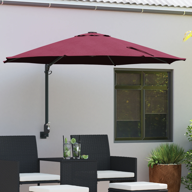 vidaXL Dārza parasols Bordo sarkans 248 x 248 x 148 cm