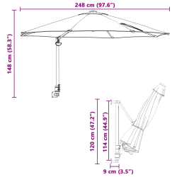 vidaXL Dārza parasols Sarkanbrūns 248 x 248 x 148 cm