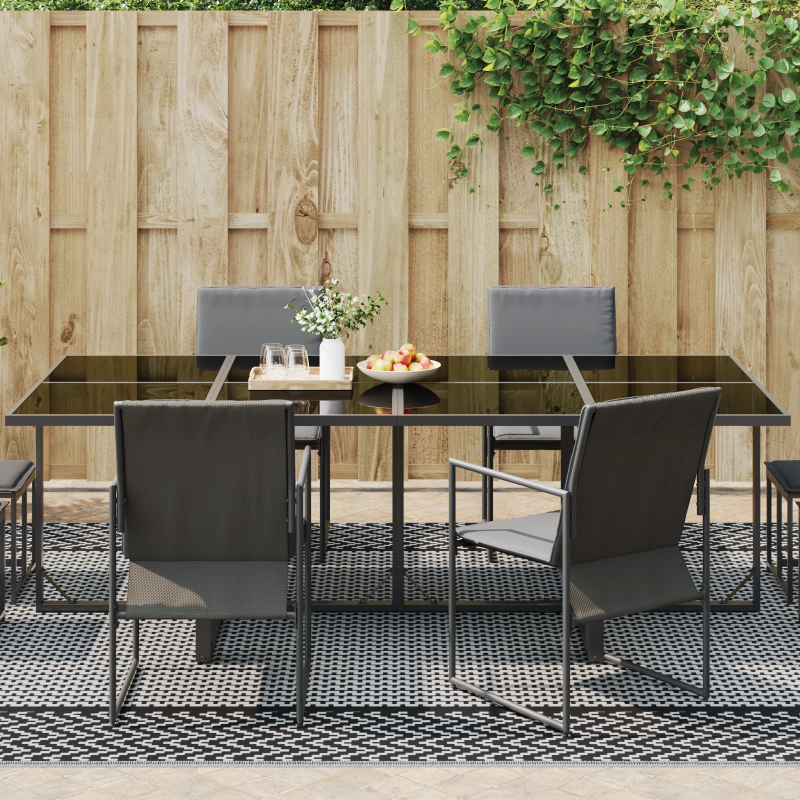 vidaXL Āra paklājs Chevron ARAKIL Melns un pelēks 400 x 250 cm