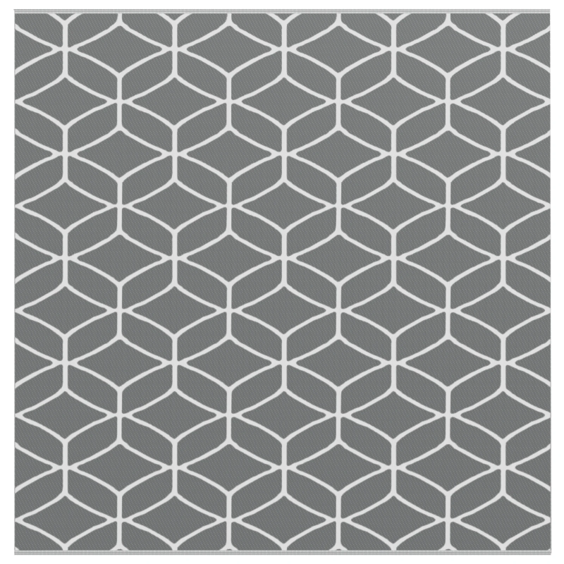 vidaXL Āra paklājs Ģeometriskais ARAKIL Pelēka un balta 300 x 300 cm